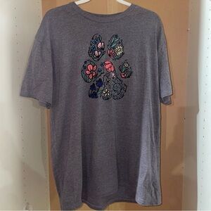 Floral Paw Print Gray T-Shirt